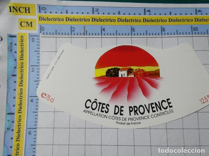 Etiquetas antiguas: ETIQUETA DE BEBIDAS. VINO LICORES. FRANCIA C&Ocirc;TES DE PROVENCE 424