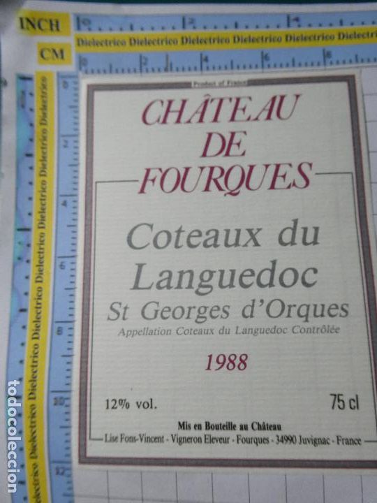 Etiquetas antiguas: ETIQUETA DE BEBIDAS. VINO LICORES. FRANCIA CH&Acirc;TEAU DE FOURQUES 1988 COTEAUX DU LANGUEDOC 431