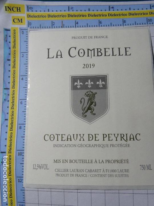 Etiquetas antiguas: ETIQUETA DE BEBIDAS. VINO LICORES. FRANCIA LA COMBELLE 2019 COTEAUX DE PEYRIAC 437