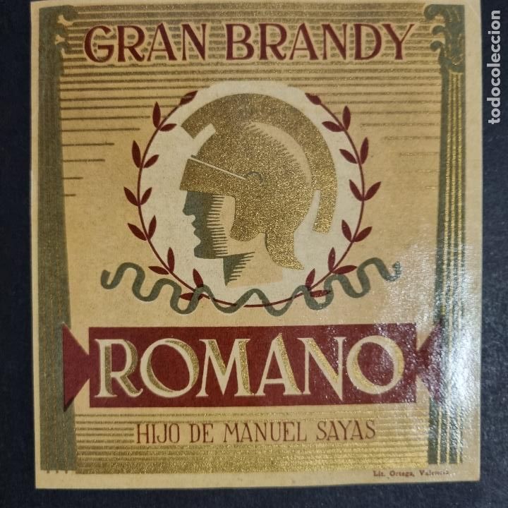 Old Labels: ANTIGUA ETIQUETA GRAN BRANDY ROMANO HIJO DE MANUEL SAYAS VALENCIA ORIGINAL ER 446