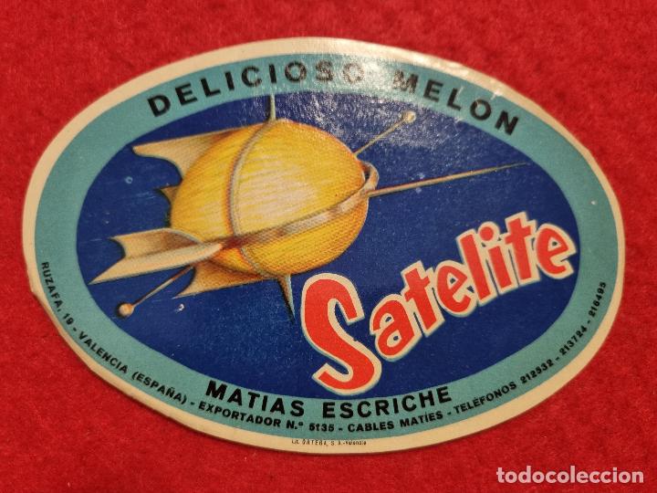 Old Labels: ANTIGUA ETIQUETA MELONES MELON SATELITE MATIAS ESCRICHE VALENCIA ORIGINAL ER 544