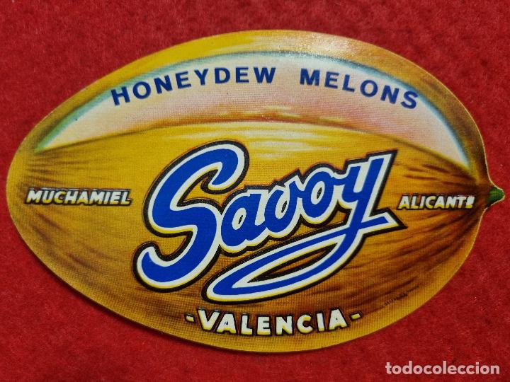 Old Labels: ANTIGUA ETIQUETA MELONES SAVOY MUCHAMIEL ALICANTE Y VALENCIA ORIGINAL ER 550
