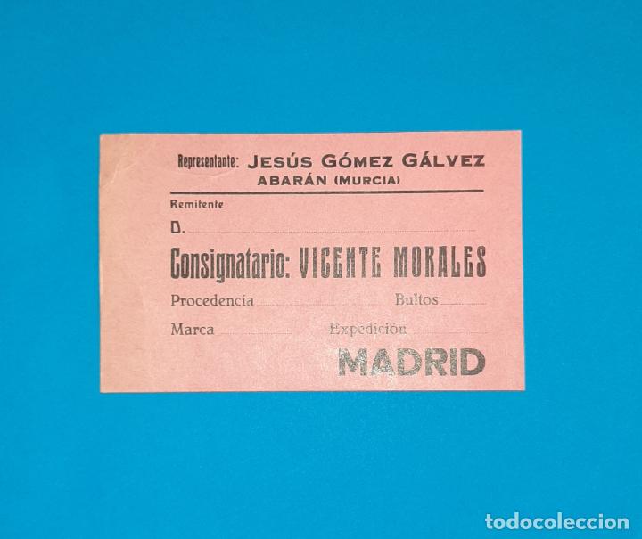 Etiquetas antiguas: ABARAN TARJETA EXPEDICION FERROCARRIL DE FRUTA JESUS GOMEZ GALVEZ