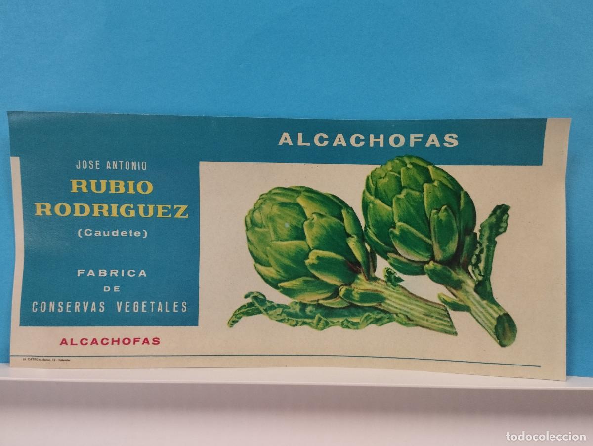 Etiquetas antiguas: ANTIGUA ETIQUETA CARTELITO ALCACHOFAS JOSE ANTONIO RUBIO GONZALEZ, CAUDETE FABRICA DE CONSERVAS