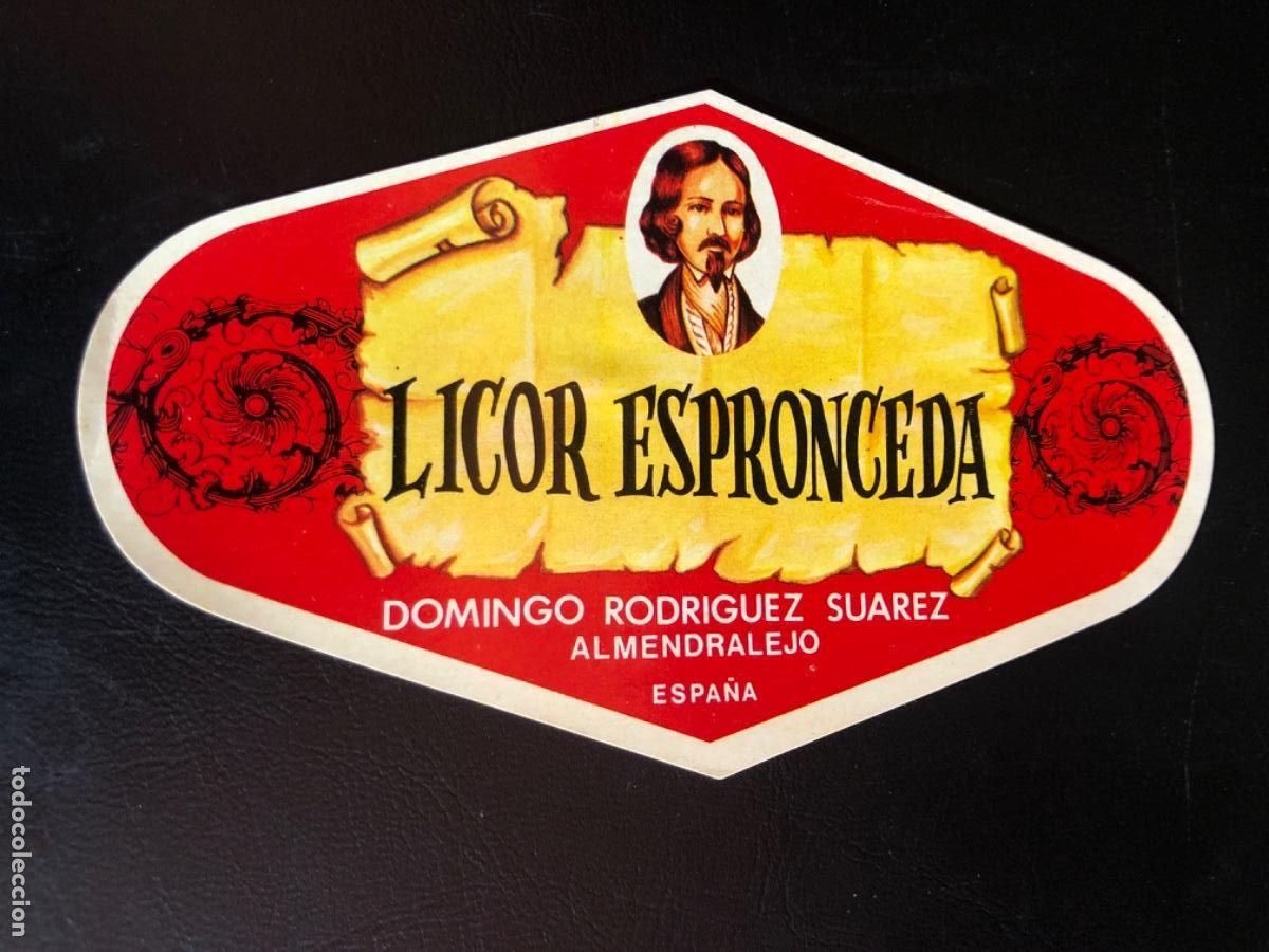 Old Labels: Etiqueta publicidad LICOR ESPRONCEDA de Domingo Rodriguez Suarez. De Almendralejo