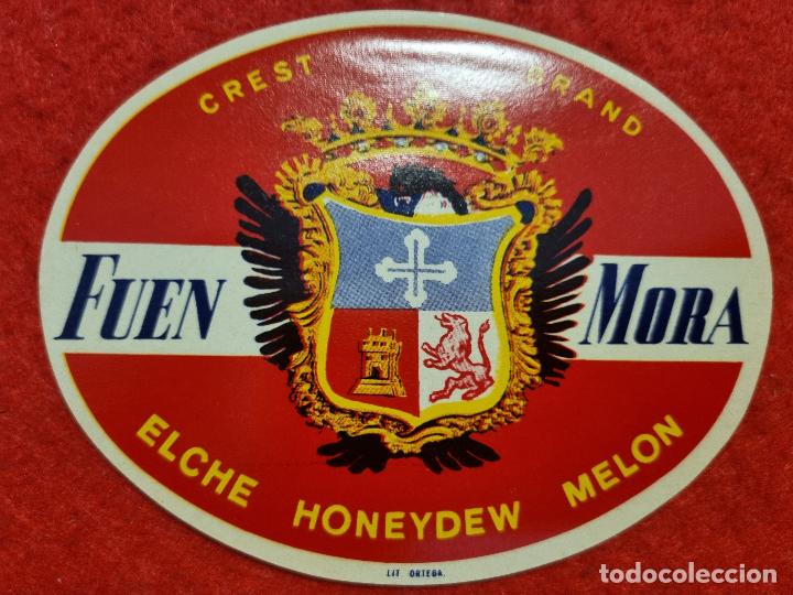 Old Labels: ANTIGUA ETIQUETA MELONES FRUTAS FUEN MORA FUENMORA ELCHE ALICANTE ORIGINAL ER 541