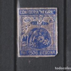 Etiquetas antiguas: LOTE (10)ANTIGUA ETIQUETA TROQUELADAMETALIZADA CONFITERIA NEGRE GERONA 2,5X2