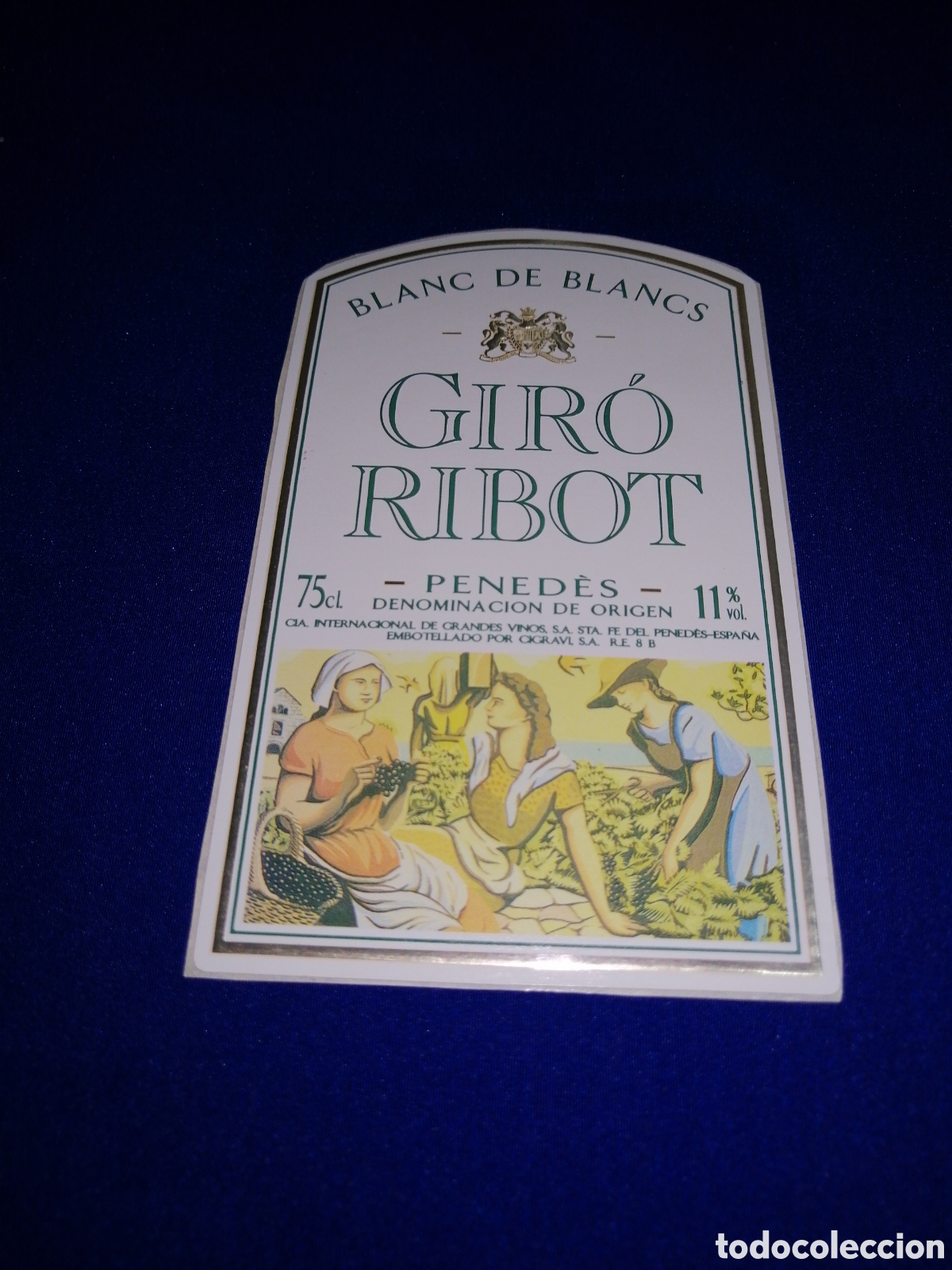 Etiquetas antiguas: GIRO RIBOT BLANC DE BLANCS PENEDES ETIQUETA DE VINO