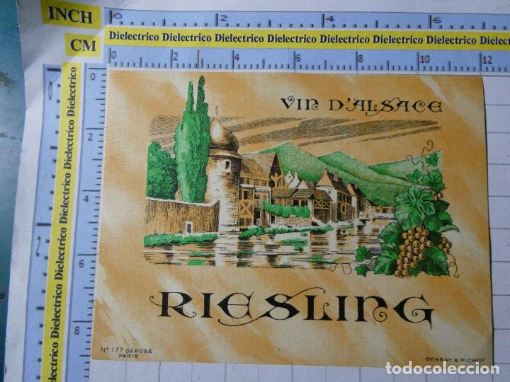 Etichette antiche: ETIQUETA DE BEBIDAS. VINO LICORES. FRANCIA. ALSACIA RIESLING . 1034