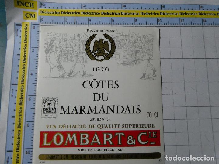 Old Labels: ETIQUETA DE BEBIDAS. VINO LICORES. FRANCIA. C&Ocirc;TES DU MARMANDAIS 1976 LOMBART . 1035