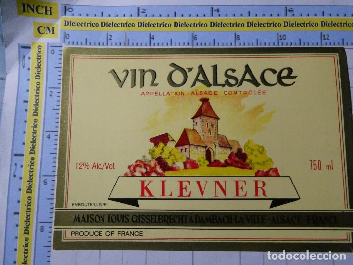 Etichette antiche: ETIQUETA DE BEBIDAS. VINO LICORES. FRANCIA. ALSACIA KLEVNER. 1052