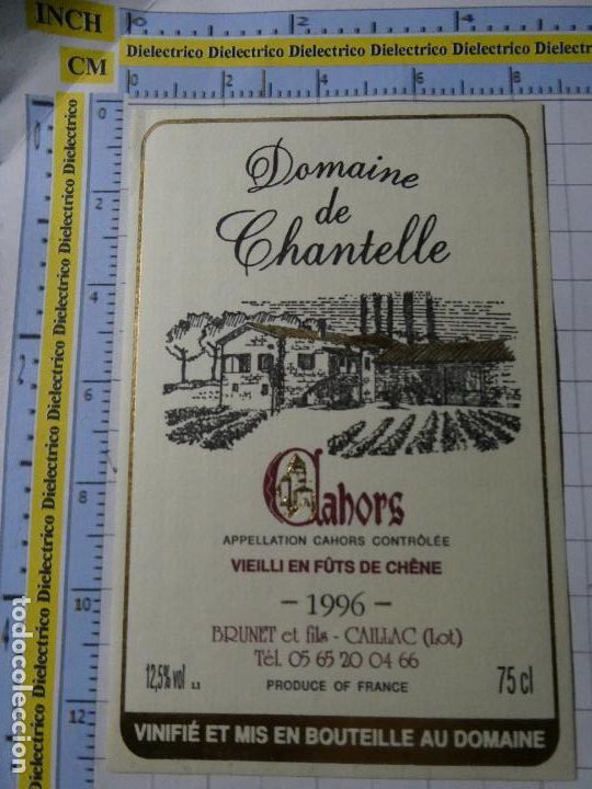 Alte Etiketten: ETIQUETA DE BEBIDAS. VINO LICORES. FRANCIA. DOMAINE DE CHANTELLE CLAHORS 1996 . 1056