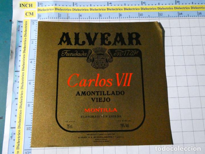 Alte Etiketten: ETIQUETA DE BEBIDAS. VINO LICORES. MONTILLA C&Oacute;RDOBA CARLOS VII ALVEAR . 1083