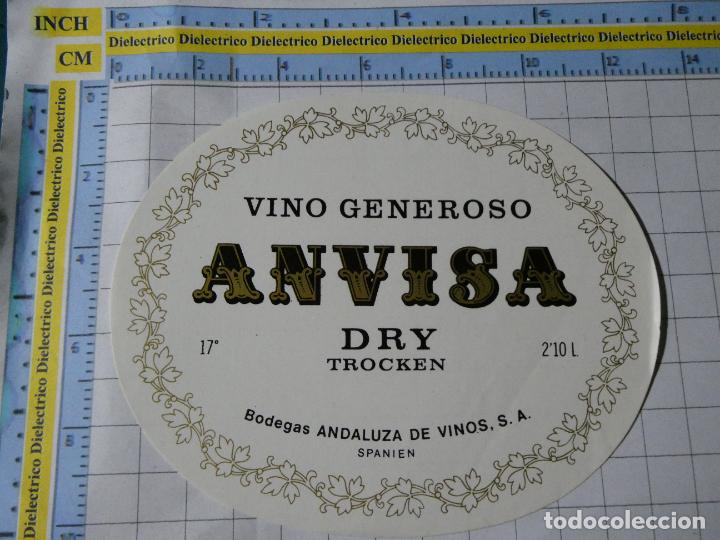 Etichette antiche: ETIQUETA DE BEBIDAS. VINO LICORES. VINO GENEROSO ANVISA DRY TROCKEN . 1086