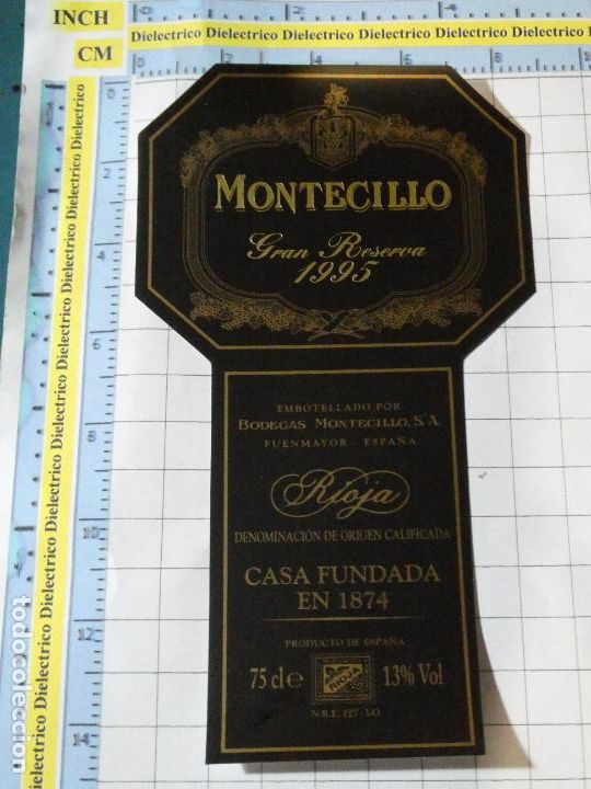 Etichette antiche: ETIQUETA DE BEBIDAS. VINO LICORES. FUENMAYOR RIOJA. MONTECILLO 1995. 1102
