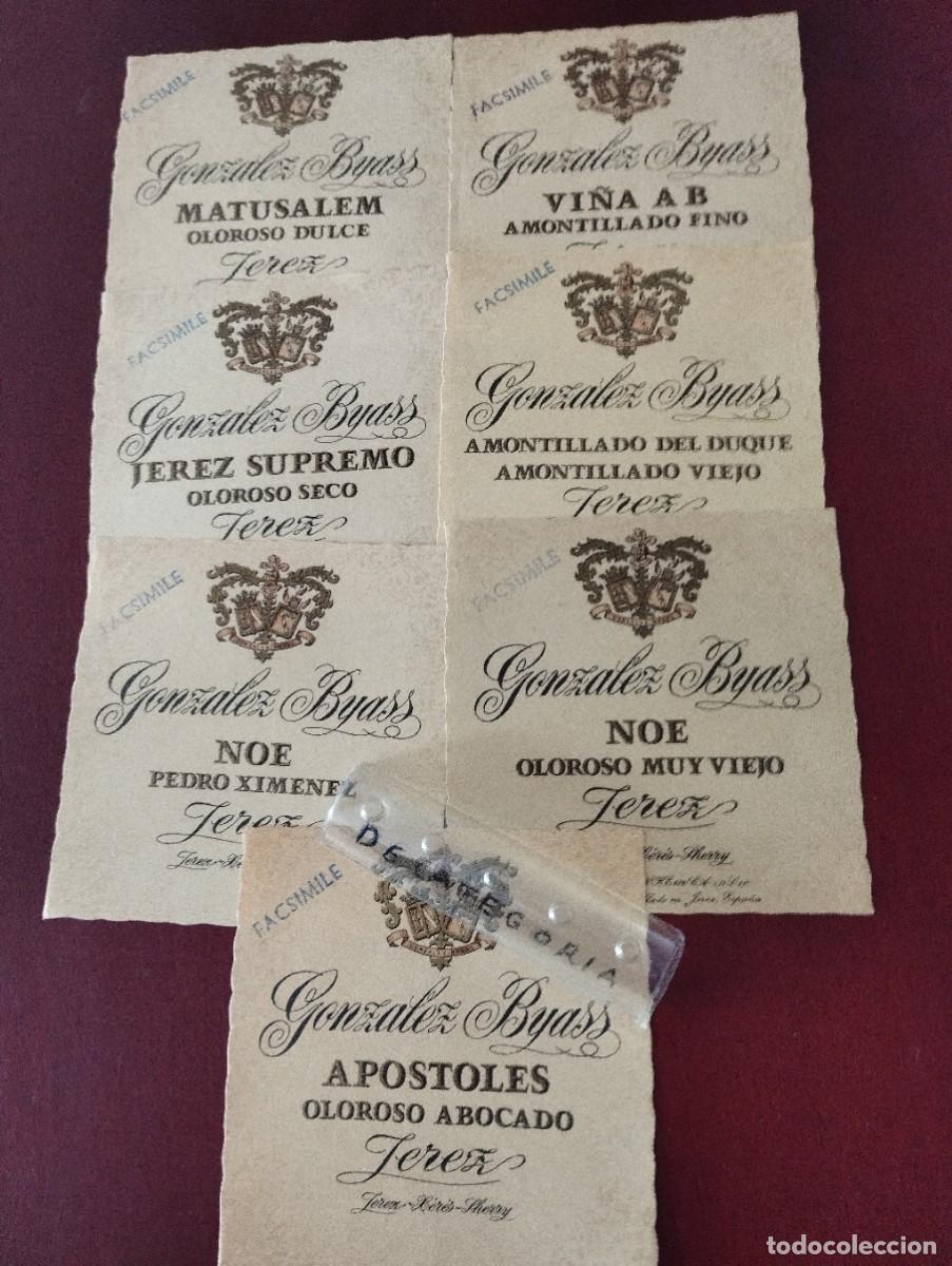 Alte Etiketten: 5 ETIQUETAS ANTIGUAS GONZALEZ BYASS JEREZ FACSIMILE,MATUSALEN,VI&Ntilde;A A B,JEREZ SUPREMO,NOE,APOSTOLES