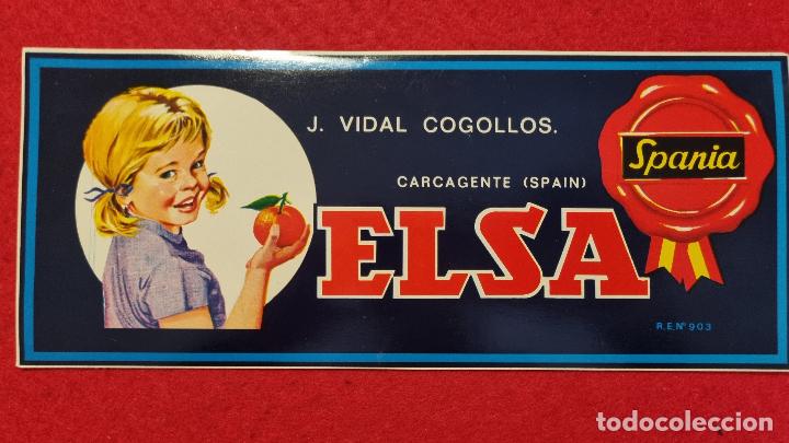 Etiquetas antiguas: CARTEL ITO ETIQUETA NARANJAS ELSA SPANIA VIDAL COGOLLOS CARCAGENTE VALENCIA ORIGINAL K14