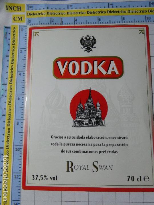 Etichette antiche: ETIQUETA DE BEBIDAS. VINO LICORES. VODKA ROYAL SWAN. 1187