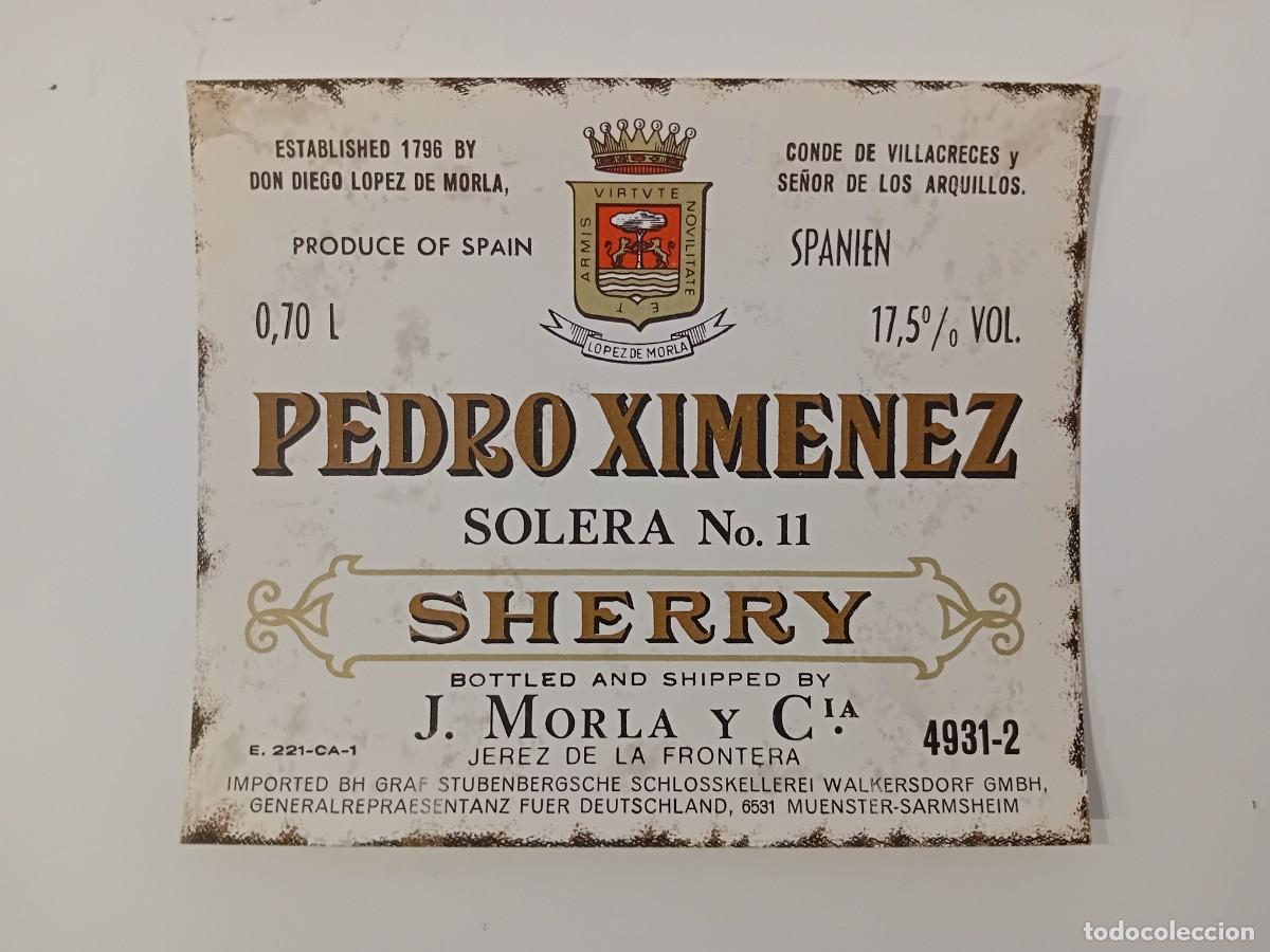 etiqueta pedro ximenez solera nº 11. j. morla y - Buy Antique labels on  todocoleccion