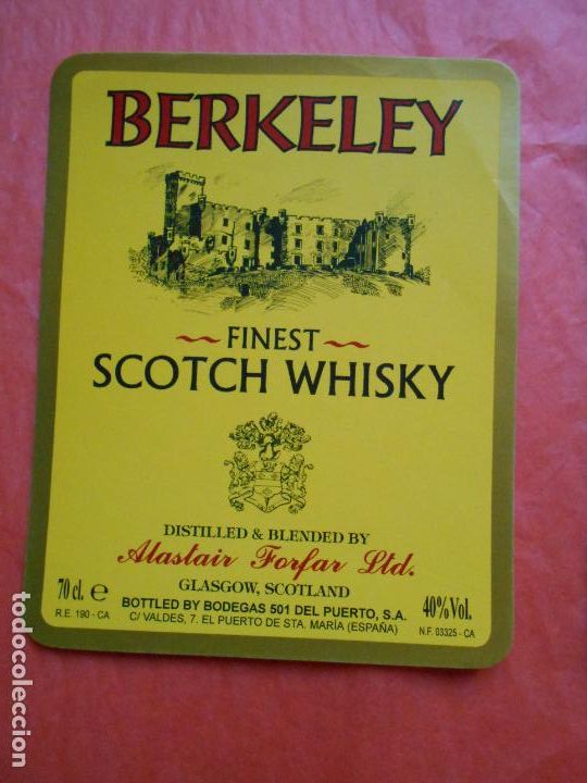 Etiquetas antiguas: Etiqueta Berkeley whisky