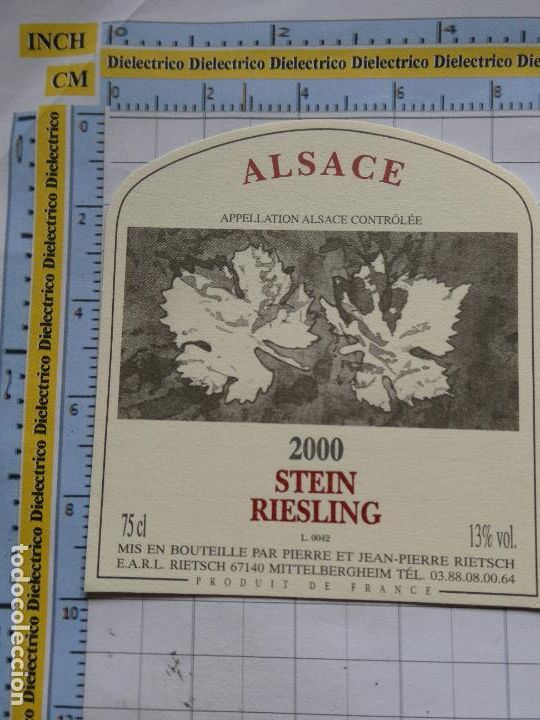 Etichette antiche: ETIQUETA DE BEBIDAS. VINO LICORES. FRANCIA 2000 STEIN RIESLING 1212