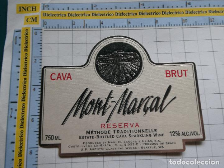 Etichette antiche: ETIQUETA DE BEBIDAS. VINO LICORES. ESTADOS UNIDOS ESPA&Ntilde;A MONT MAR&Ccedil;AL CAVA. 1224