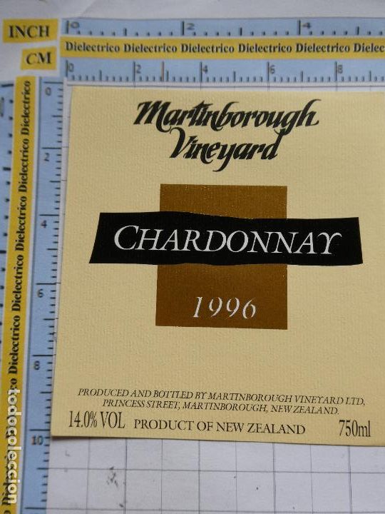 Etichette antiche: ETIQUETA DE BEBIDAS. VINO LICORES. NUEVA ZELANDA CHARDONNAY 1996 . 1236