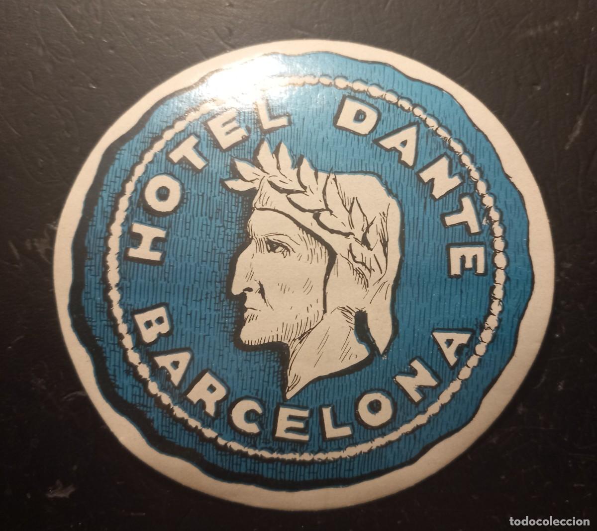 Etiquetas antiguas: Etiqueta de papel HOTEL DANTE, BARCELONA 9 CM