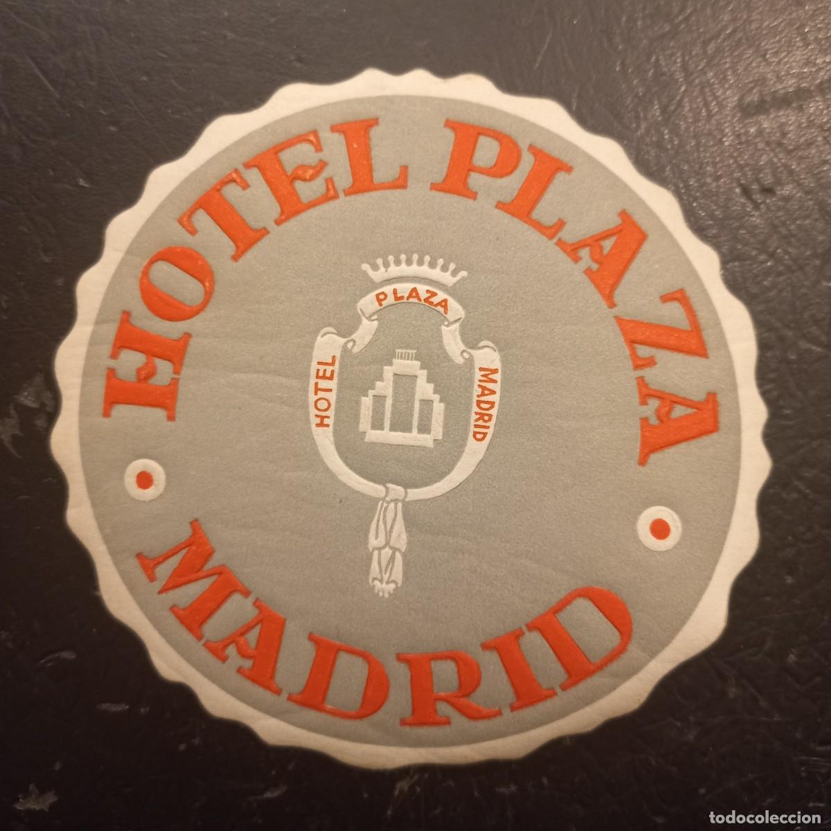 Etiquetas antiguas: Etiqueta de papel HOTEL PLAZA, MADRID 8 CM