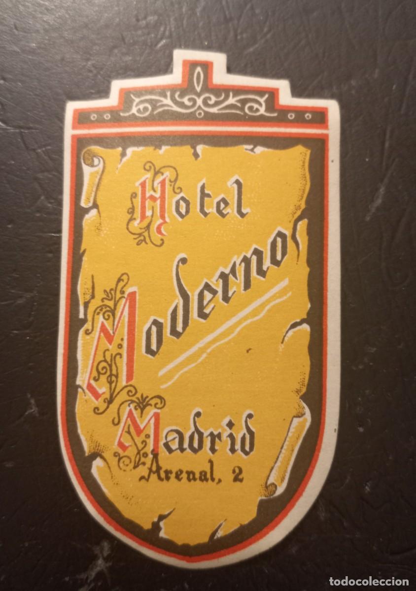 Etiquetas antiguas: Etiqueta de papel HOTEL MODERNO, MADRID 8X4 CM