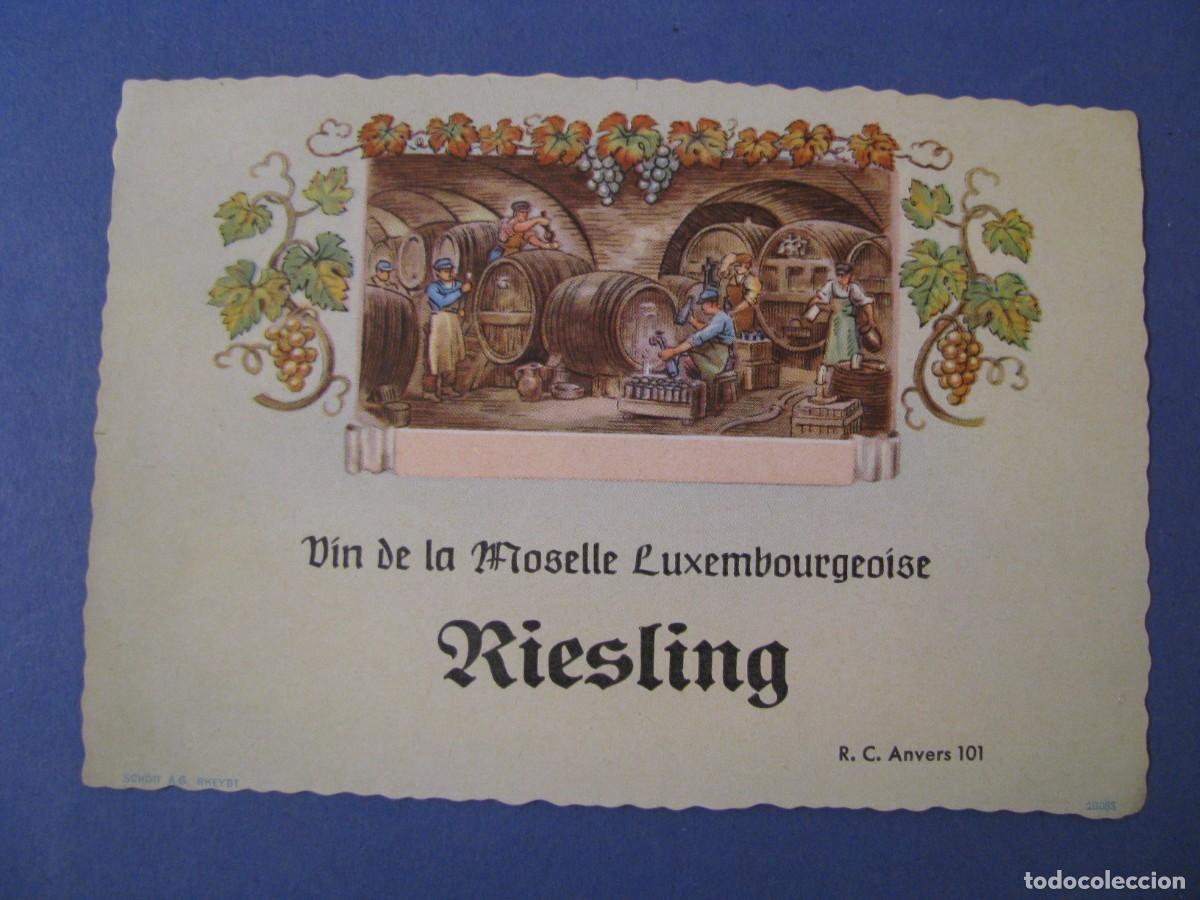 Etiquetas antiguas: ETIQUETA VINO. VIN DE LA MOSELLE LUXEMBOURGEOISE, RIESLING. 13X9 CM.