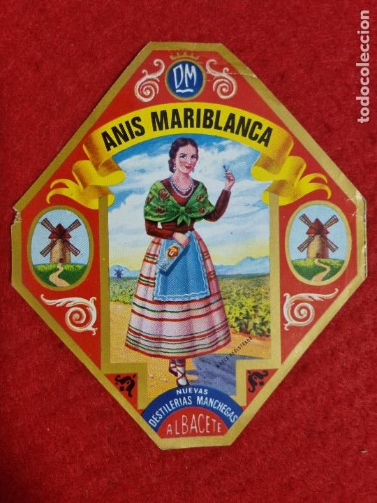 Etiquetas antiguas: ANTIGUA ETIQUETA ANIS MARIBLANCA DESTILERIAS MANCHEGAS ALBACETE ORIGINAL ER 538