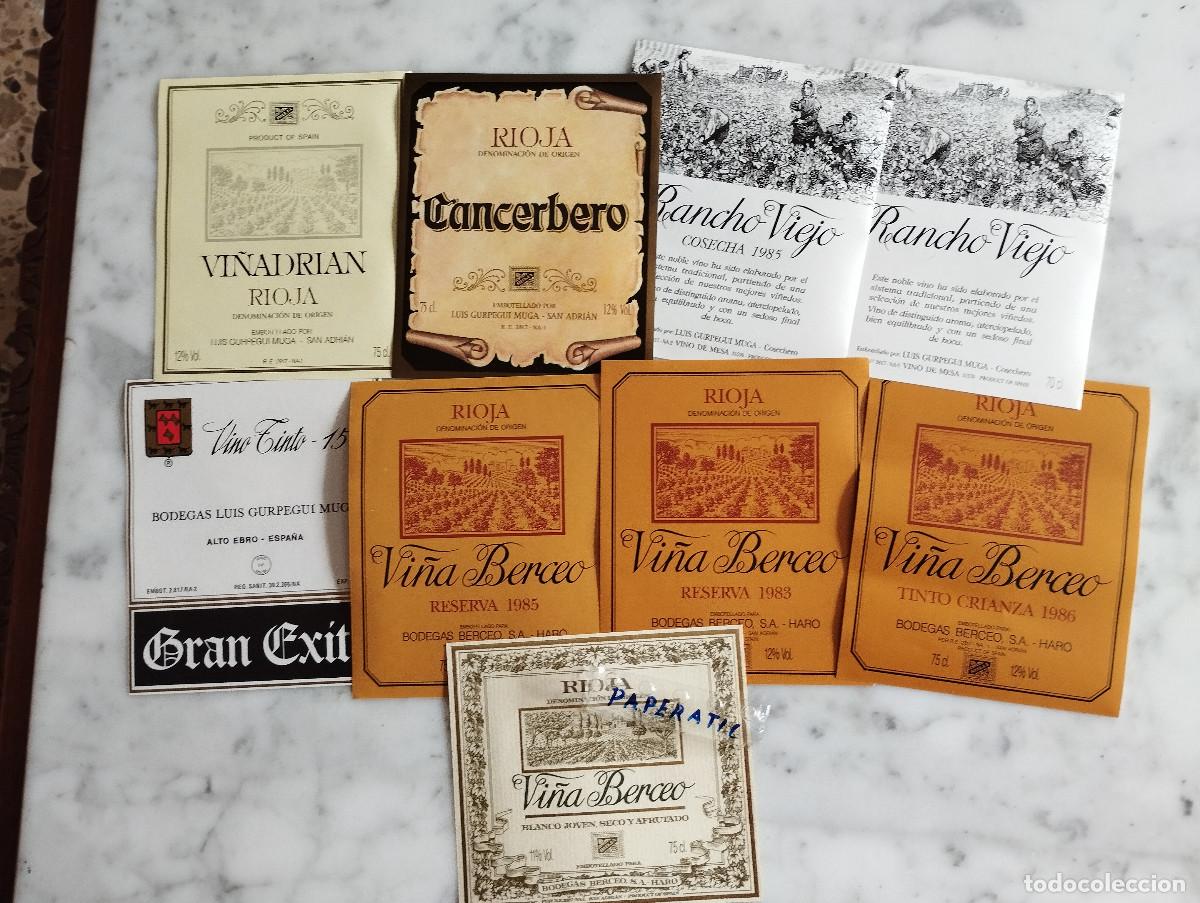 Etiquetas antiguas: 9 ETIQUETAS DE VINO VI&Ntilde;A BARCEO,CANCERBERO,VI&Ntilde;ADRIAN,RANCHO VIEJO,GRAN EXITO
