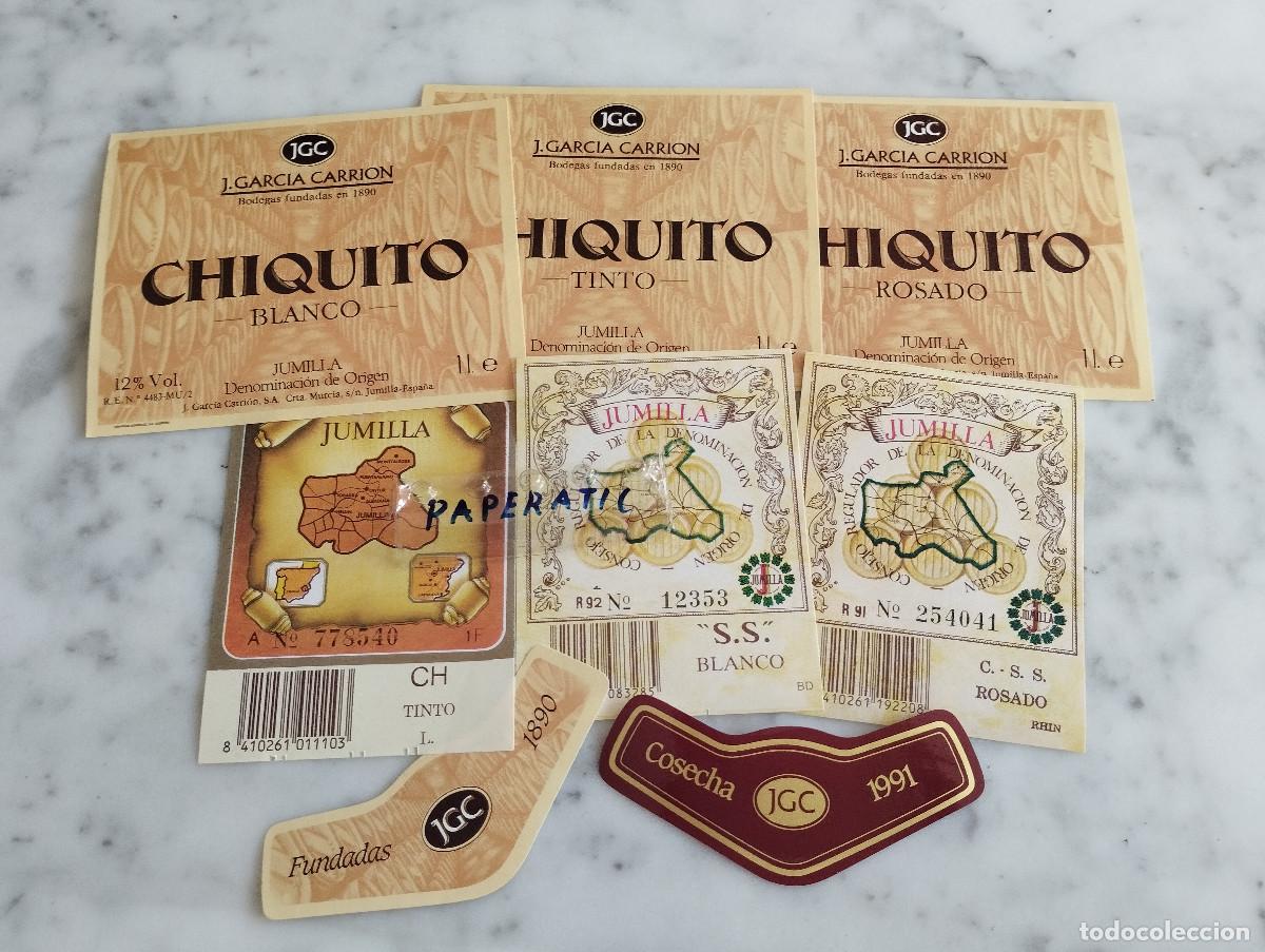 Etiquetas antiguas: 8 ETIQUETAS DE VINO RIOJA - J.GARCIA CARRION - CHIQUITO -