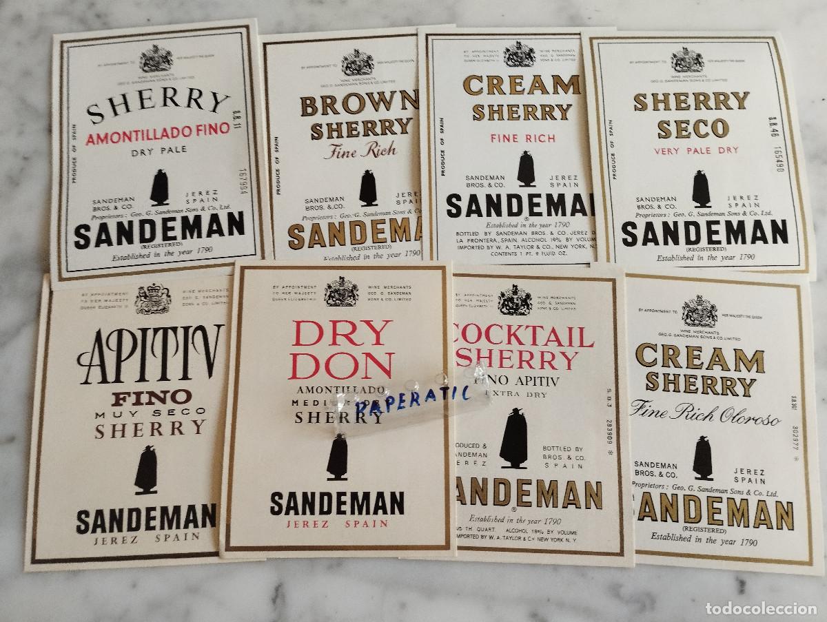 Etiquetas antiguas: 8 ETIQUETAS DE VINO BODEGAS SANDERMAN -