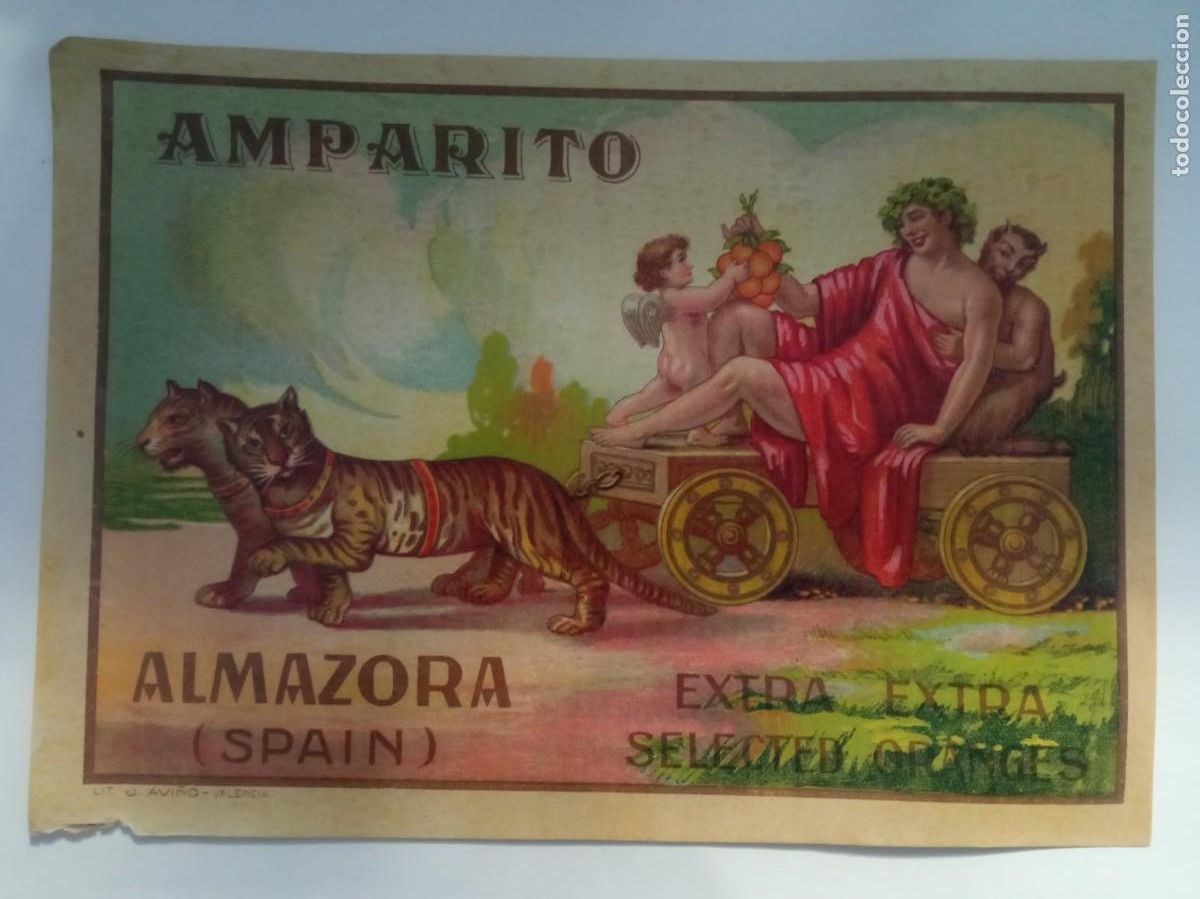 Etichette antiche: Cartel Etiqueta de naranjas amparito