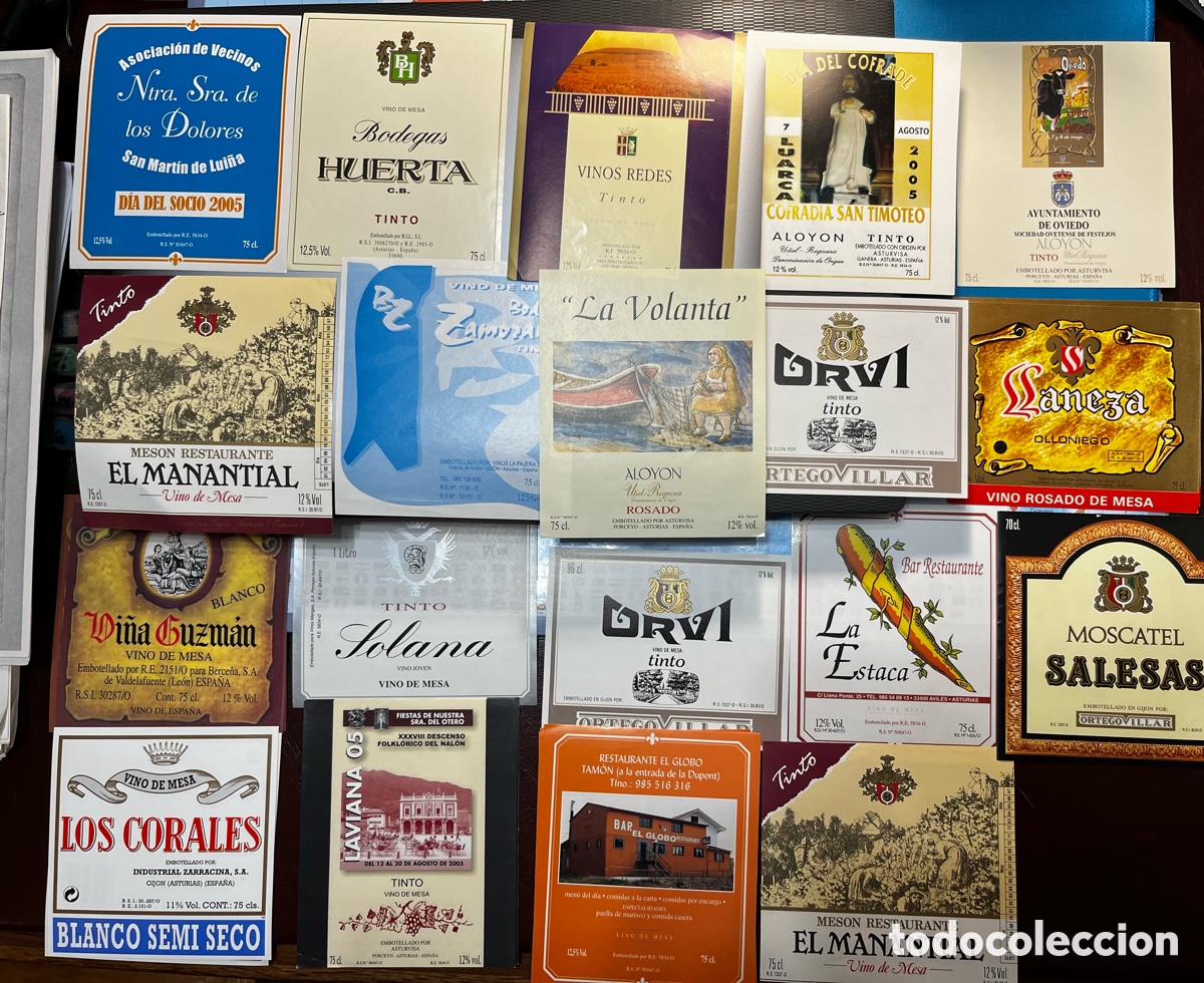 Etiquetas antiguas: Oferta! 19 etiquetas de vino diferentes. Asturias.