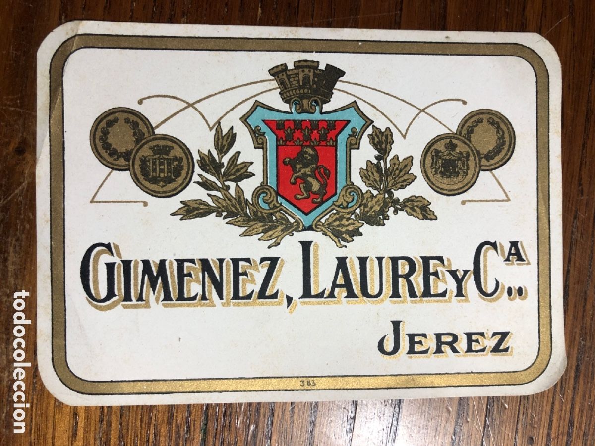 Etiquetas antiguas: ETIQUETA PUBLICIDAD GIMENEZ . LAURE Y Cia. De JEREZ