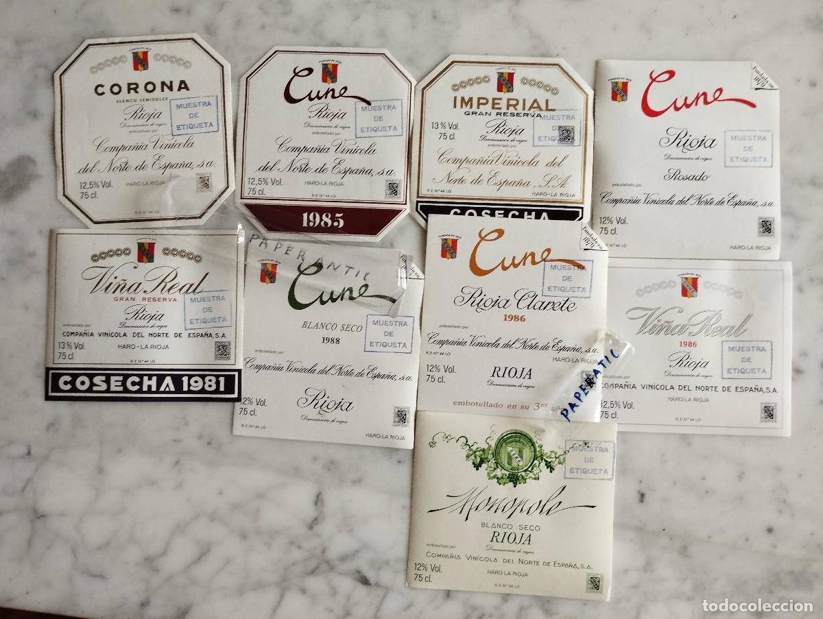 Alte Etiketten: 9 - ETIQUETAS -RIOJA -CUNE -CORONA - IMPERIAL - VI&Ntilde;A REAL - MONOPOLE