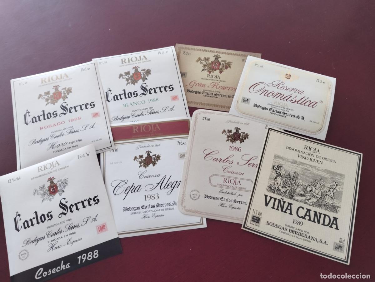 Alte Etiketten: 8 - ETIQUETAS -RIOJA -CARLOS SERRES -GRAN RESERVA - VI&Ntilde;A CANDA - SEPA ALEGRO - RESERVA ONOMASTICA