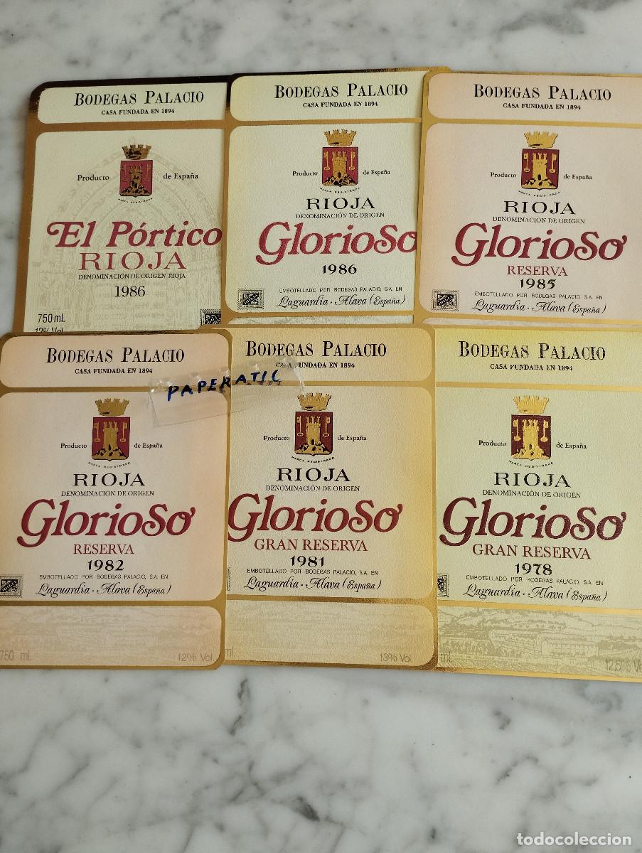 Alte Etiketten: 6- ETIQUETAS - RIOJA - BODEGAS PALACIO - GLORIOSO - EL PORTICO -
