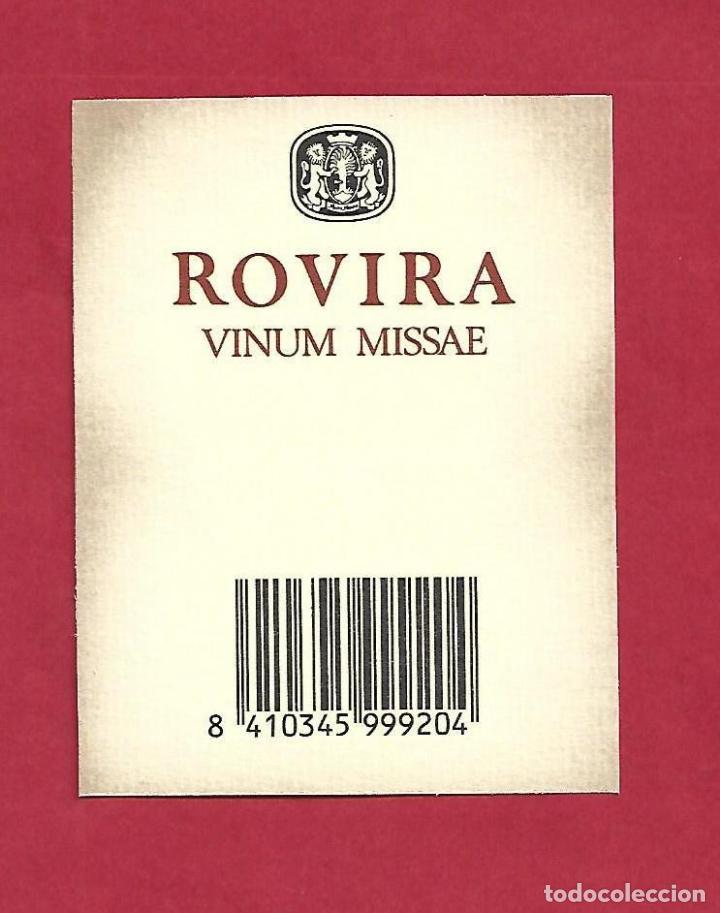 Alte Etiketten: ROVIRA VINO DE MISA VINUM MISSAE GANDESA DIOCESIS TORTOSA - VINO - ETIQUETA ORIGINAL