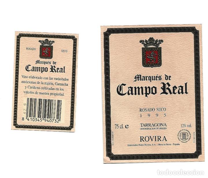 Etiquetas antiguas: MARQUES DE CAMPO REAL ROVIRA MORA LA NOVA - VINO - ETIQUETA ORIGINAL