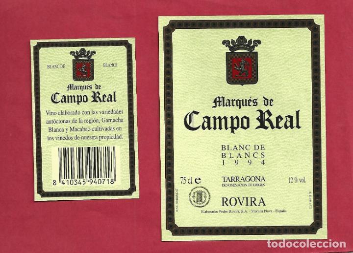 Etiquetas antiguas: MARQUES DE CAMPO REAL ROVIRA MORA LA NOVA - VINO - ETIQUETA ORIGINAL