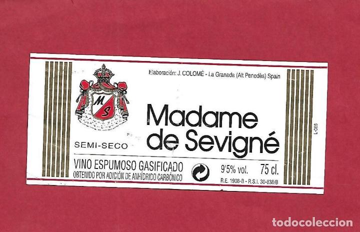 Etiquetas antiguas: MADAME DE SEVIGNE SEMI SECO VINO ESPUMOSO LA GRANADA ALT PENEDES - VINO - ETIQUETA ORIGINAL