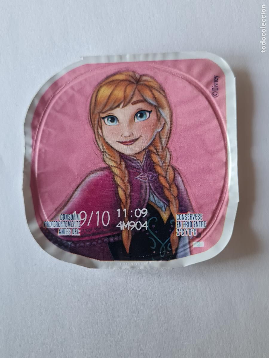 Etiquetas antiguas: ANNA-FROZEN DISNEY 100 ANIVERSARIO - TAPA YOGUR DANONE SABORES - 2023