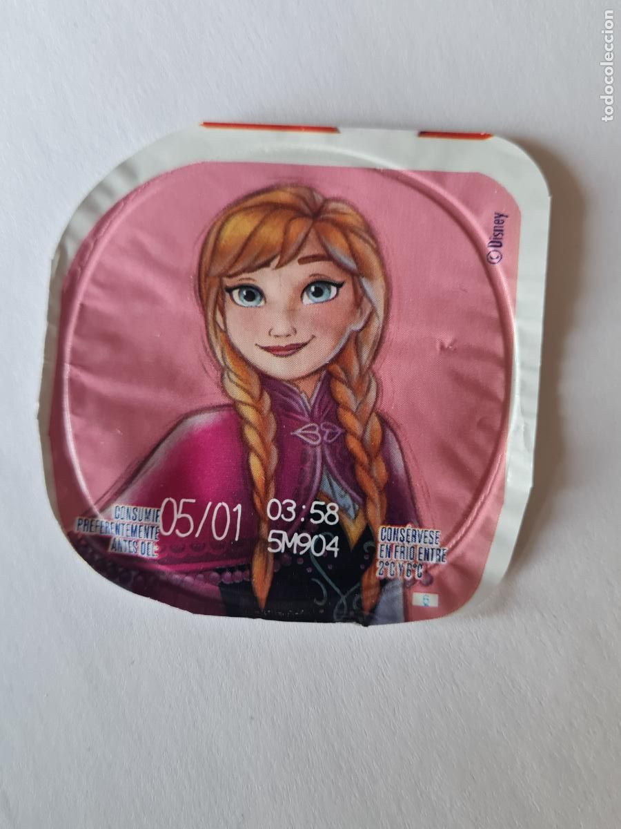 Etiquetas antiguas: ANNA-FROZEN DISNEY 100 ANIVERSARIO - TAPA YOGUR DANONE SABORES - 2023