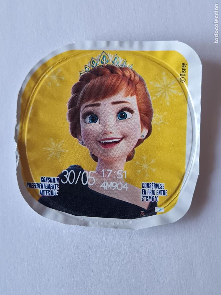 Etiquetas antiguas: ANNA POSE 2 FROZEN - DISNEY - TAPA YOGUR DANONE SABORES - 2023