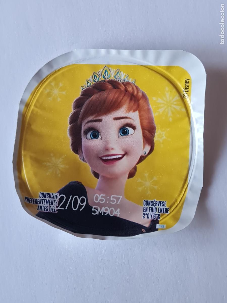 Etiquetas antiguas: ANNA POSE 2 FROZEN - DISNEY - TAPA YOGUR DANONE SABORES - 2023