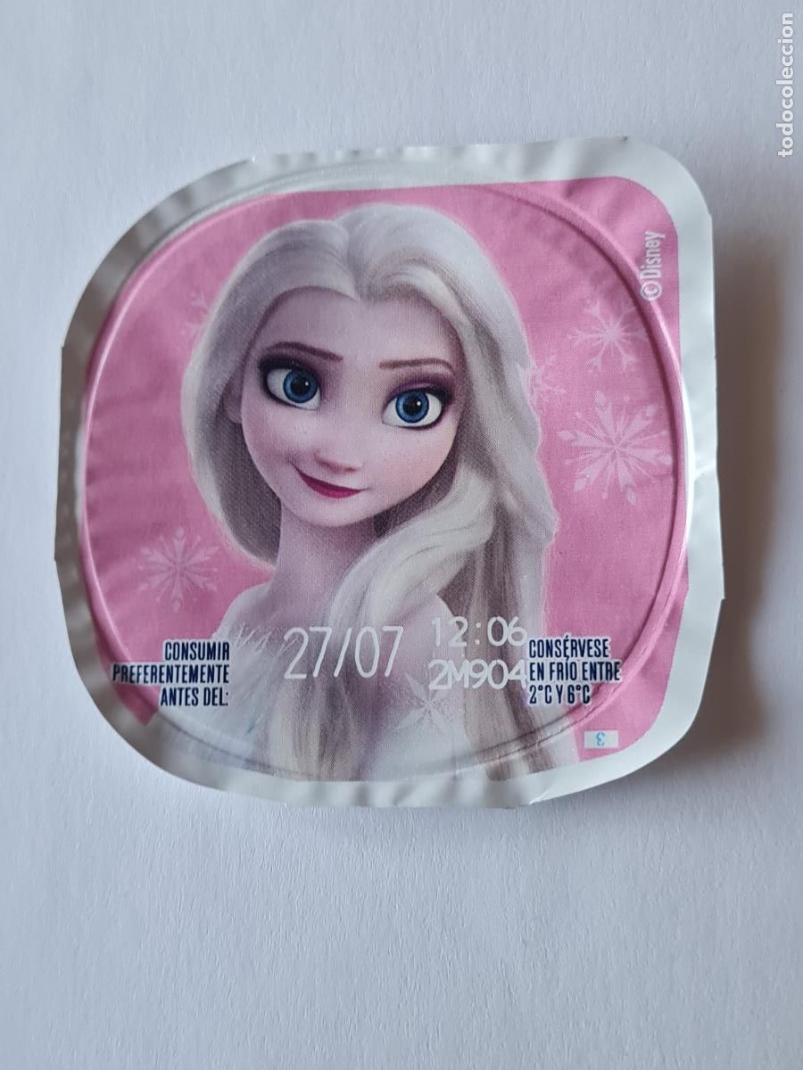 Etiquetas antiguas: ELSA POSE 2 FROZEN - DISNEY - TAPA YOGUR DANONE SABORES - 2023